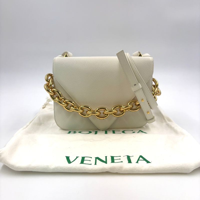 Bottega Veneta Mount Leather White Shoulder Bag Gold