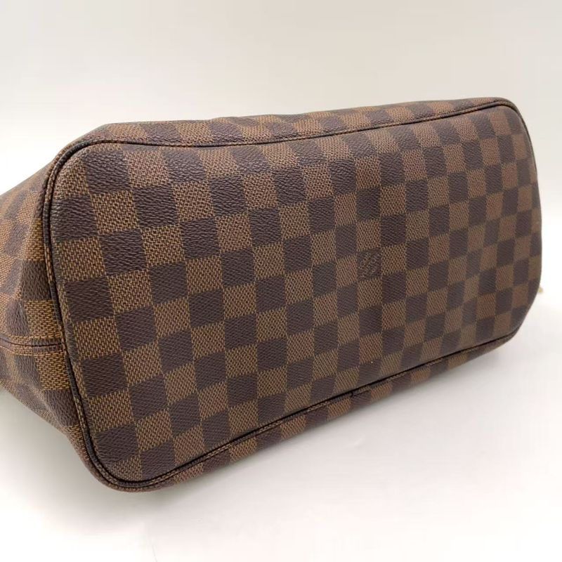 Louis Vuitton Neverfull MM Damier Ebene Damier Ebene Leather × PVC Brown × Red