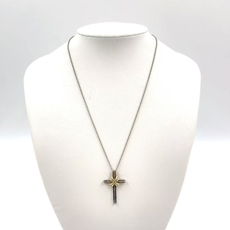 Tiffany & Co Signature Cross Sv925 Silver Necklace Silver