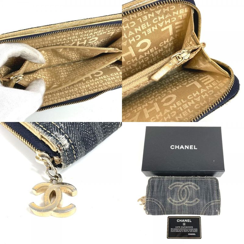 Chanel Long Wallet CC Coco Logo A31900 Denim Blue
