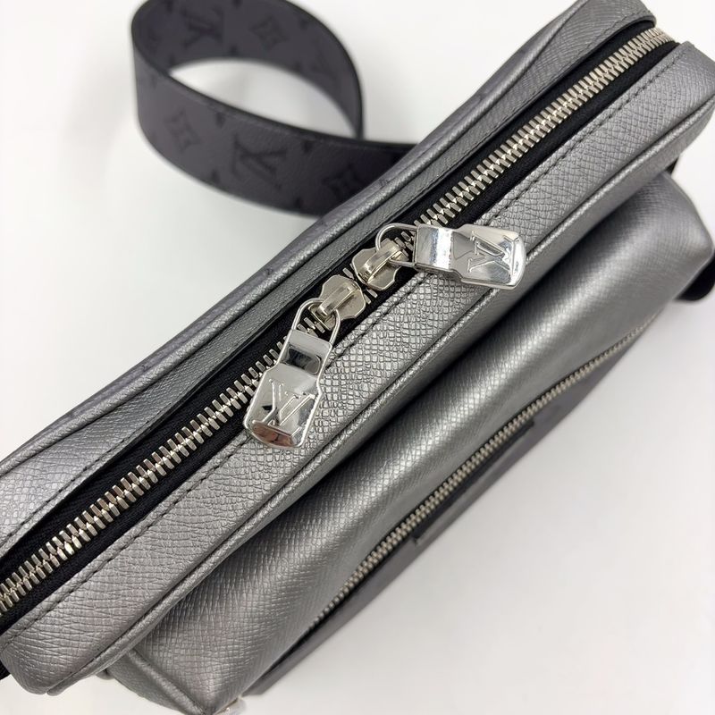 Louis Vuitton Outdoor Messenger Coated Canvas And Calf Silver Shoulder Bag