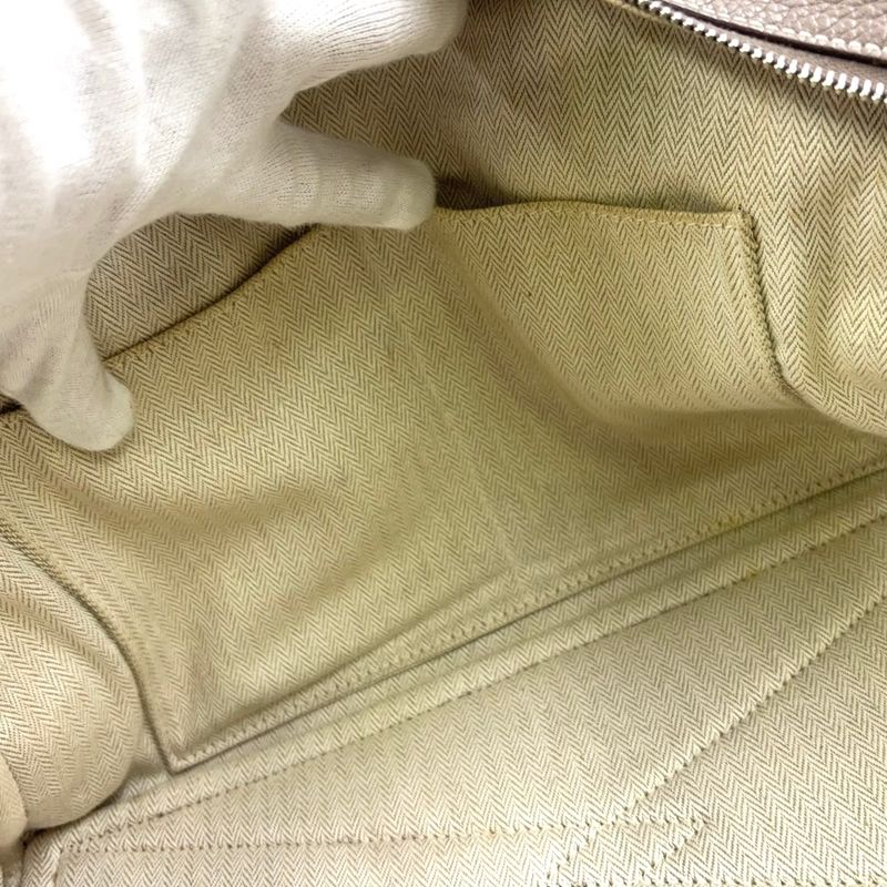 Hermes Victoria 35 □L Engraved Leather Gray-beige Handbag Silver