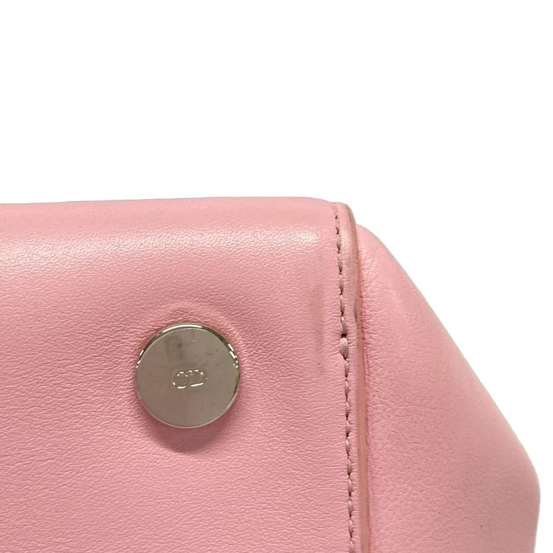 Dior/christian Dior Addict Tote Bag Light Pink And Ivory Leather