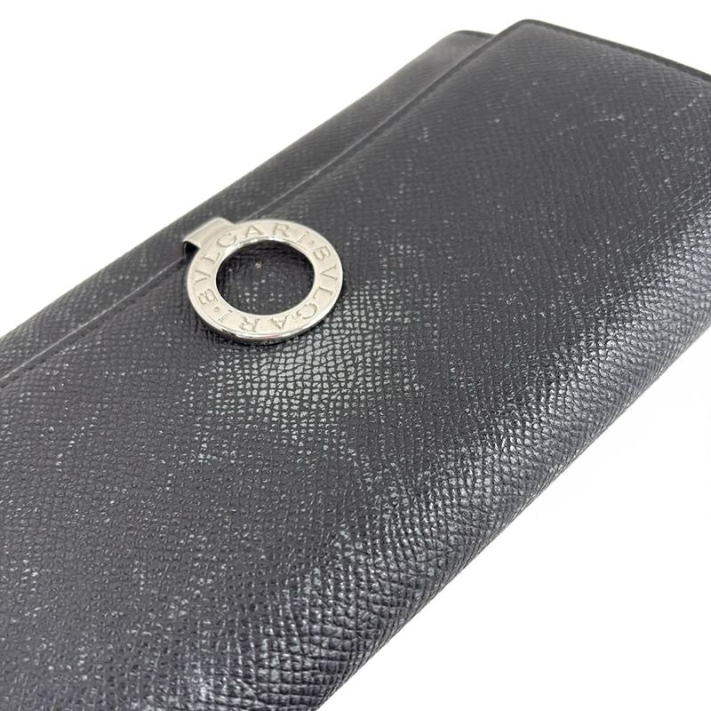 Bvlgari Long Wallet Bvlgari 30414 Black Leather