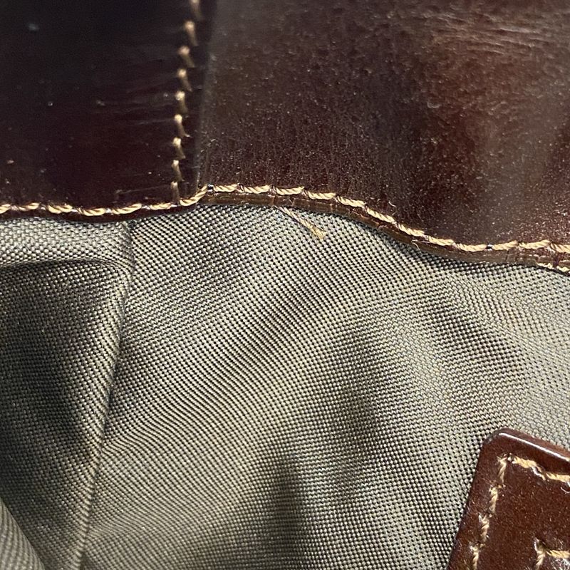 Fendi Tote Bag Zucca Nylon Canvas Brown Silver Hardware Women's