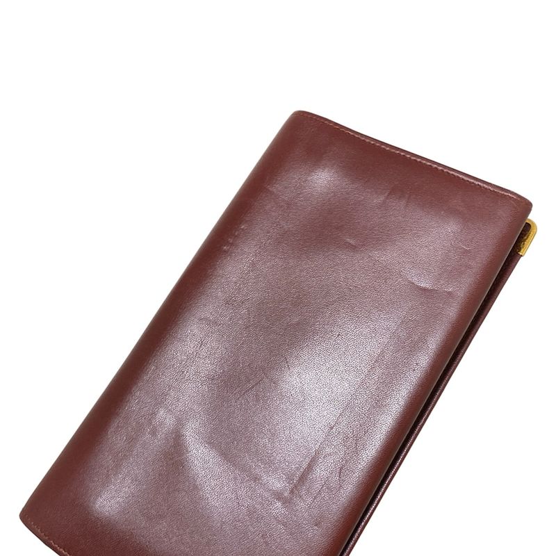 Cartier Long Wallet Must Line Bordeaux Clasp Leather
