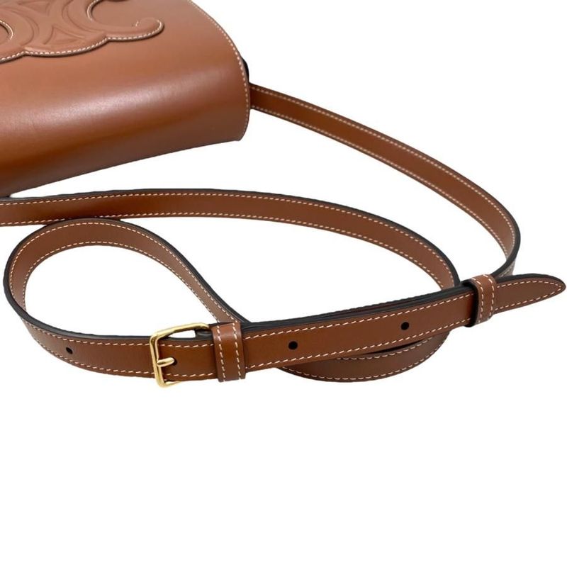 Celine Shoulder Bag Folco Bag 198263du3 Calfskin Cuir Triomphe Tan Brown Gold