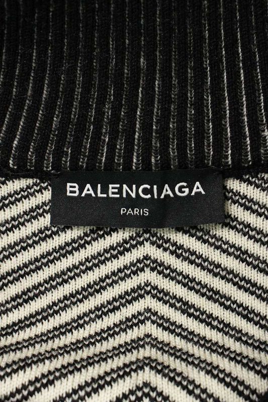 Balenciaga 17AW 485653 T1388 Half Zip Homme Striped Knit Men's XS