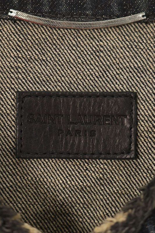 Saint Laurent Paris 315422 Yu068 Leather Denim Vest With Straps Men's XS