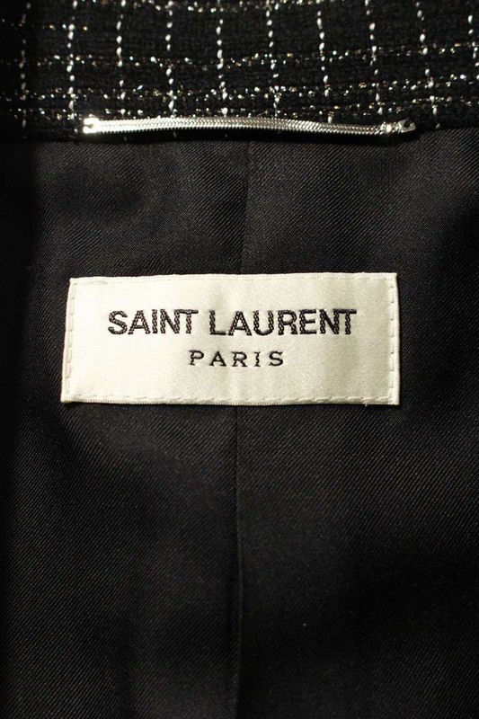 Saint Laurent Paris 644409 Y1c81 Tweed Check 1B Tailored Jacket Men's 42