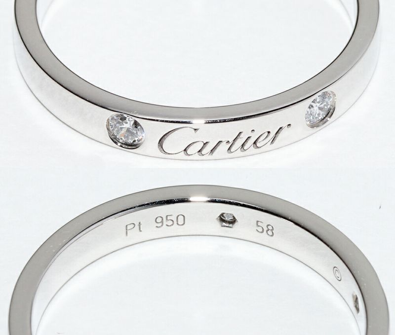 Cartier Ring Pt950 Diamond 2P (007ct) C De Cartier Ring Engraved Ring Width 3mm