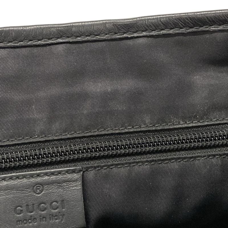 Gucci Shoulder Bag Stripe Line 246067 Black Leather