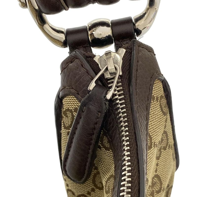 Gucci Shoulder Bag Techno Horsebit / GG Pattern 240261 Beige X Brown X Dark