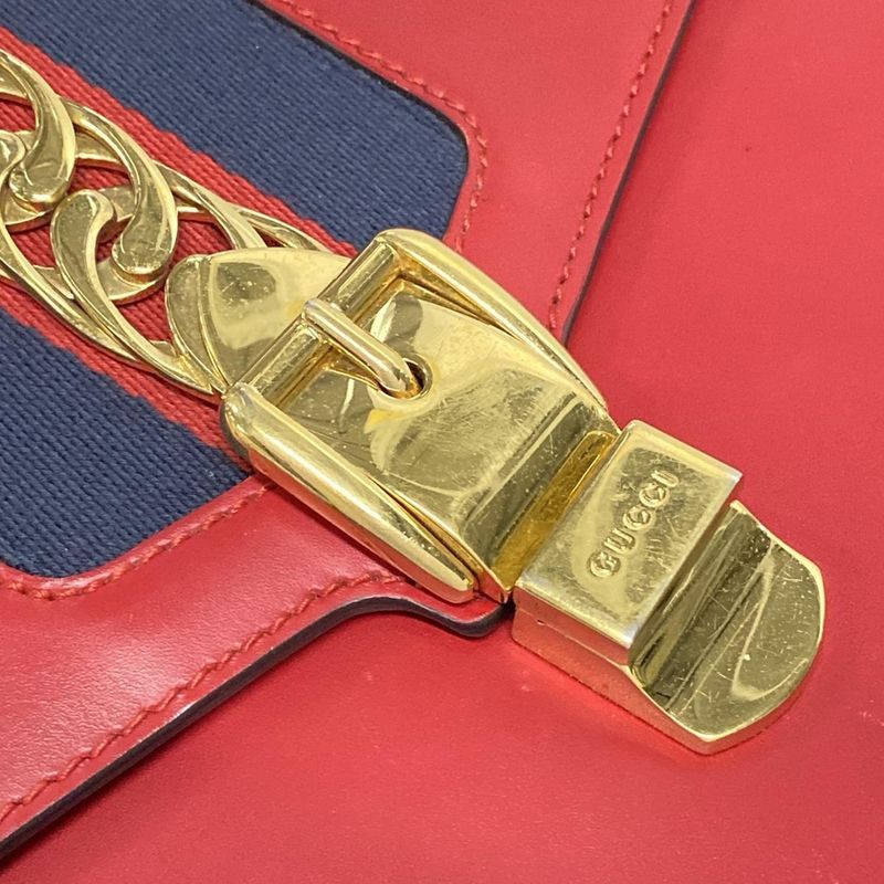 Gucci Shoulder Bag Sylvie 421882 Red Leather