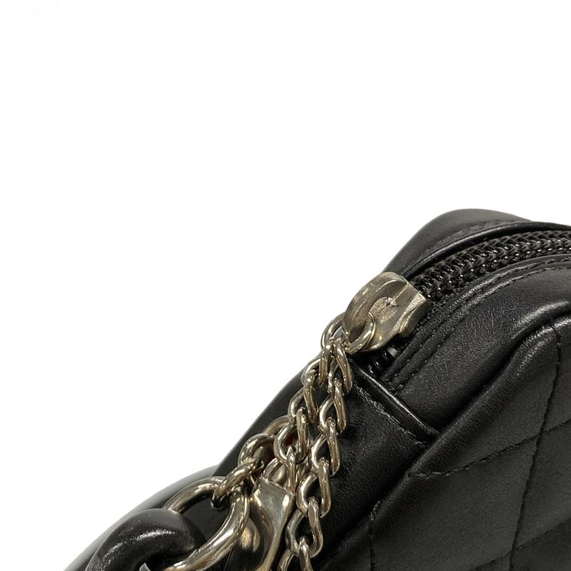 Chanel Shoulder Bag Cambon Line Medium Pochette A25178 Black Silver Hardware