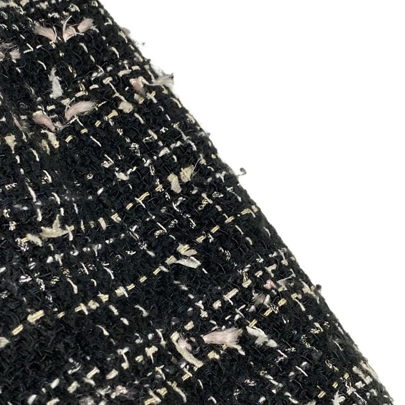 Chanel Jacket Size 38 M Women's P24952 Black And Ivory Lame/tweed/emblem Cotton