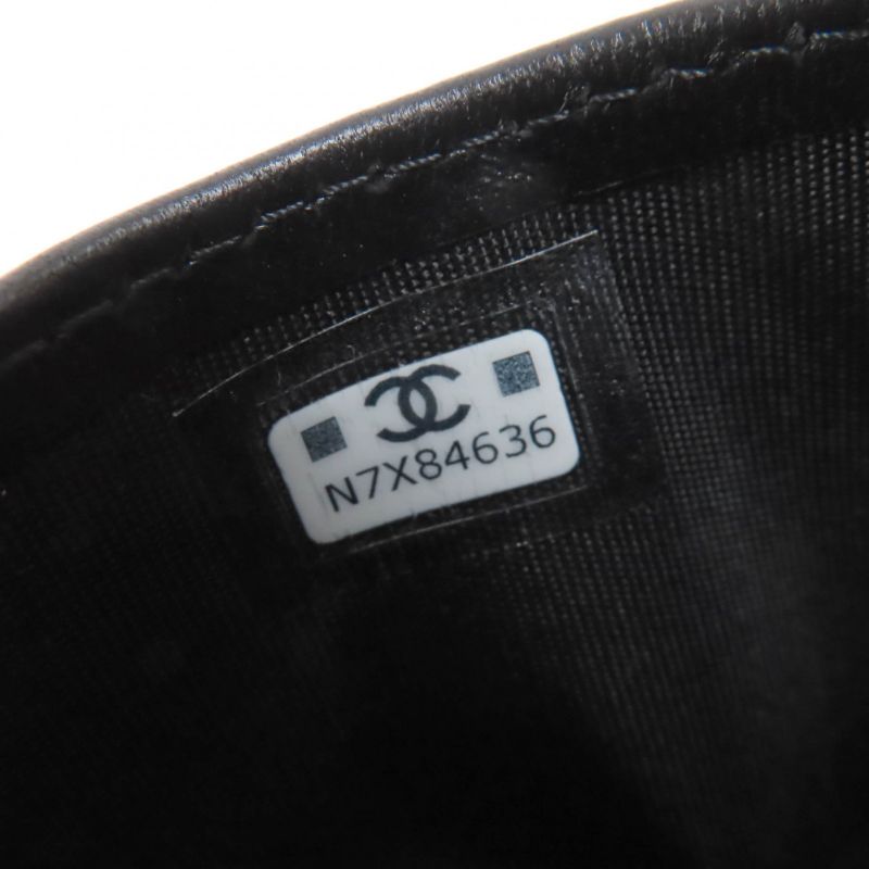 CHANEL Ap4472 Lambskin Matelasse Coco Mark Card Case Black Hardware With Box