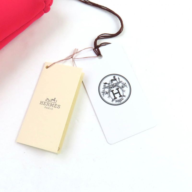 Hermes Neobain Zen Au Soleil PM Rose Anglia Logo Perforated Design Pouch With