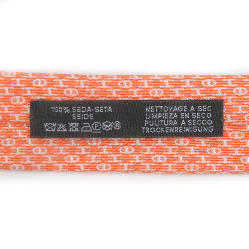 Hermes 655609t 100% Silk H Logo Chaine D'ancre Allover Pattern Regular Tie