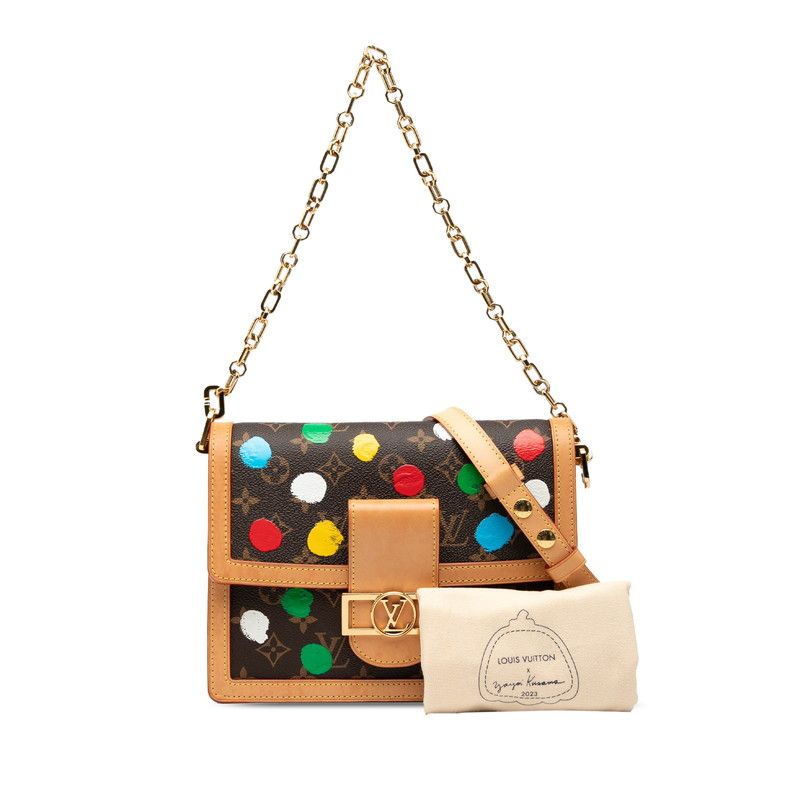 Louis Vuitton X Yayoi Kusama Monogram Sac Dauphine MM Chain Handbag Shoulder