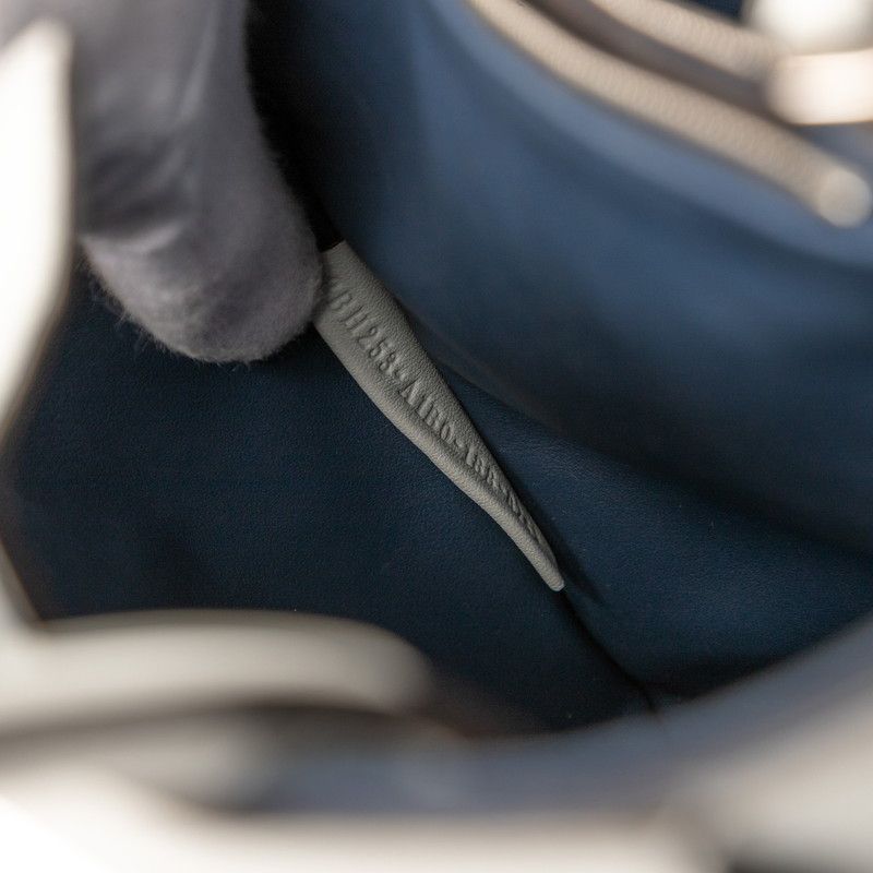 Fendi Petit Toujours Handbag Shoulder Bag 2WAY 8bh253 Grey Navy Leather Women's