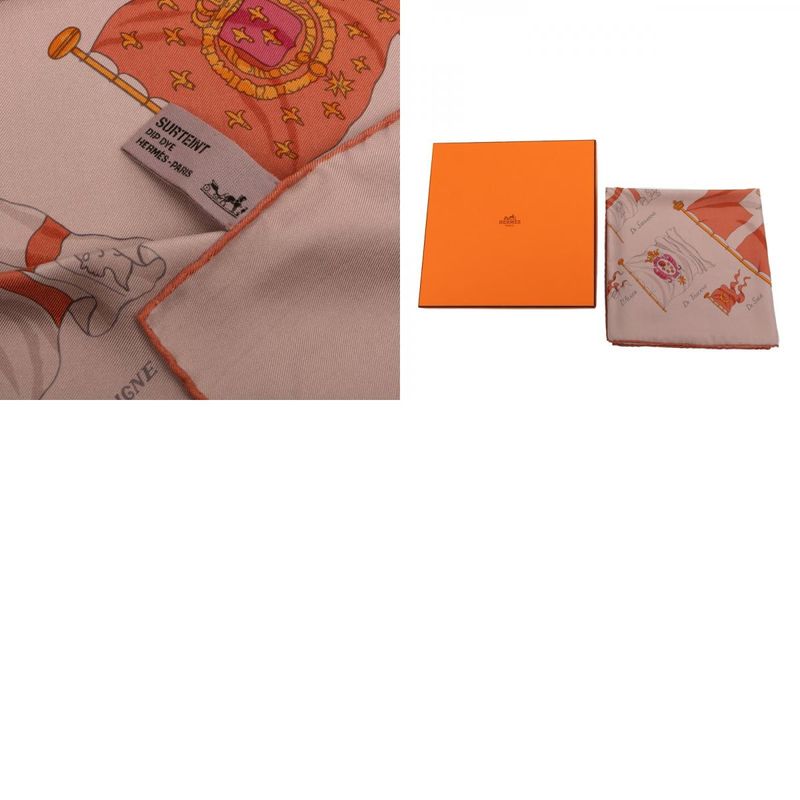 Hermes Carre 90 Pavois Ship Flag Brown Multicolor Silk Women Hermes