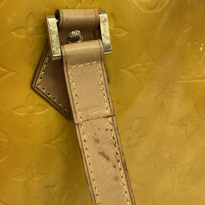 Louis Vuitton Tote Bag Vernis Houston M91055 Lime Yellow Women's