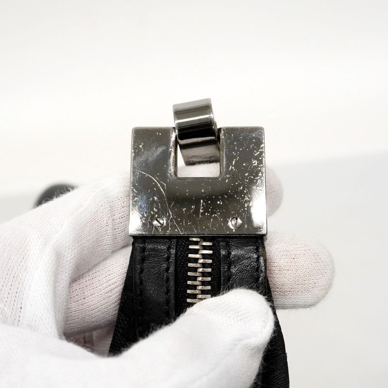 Gucci Shoulder Bag GG Canvas 001 3814 Canvas Black Silver Hardware Women