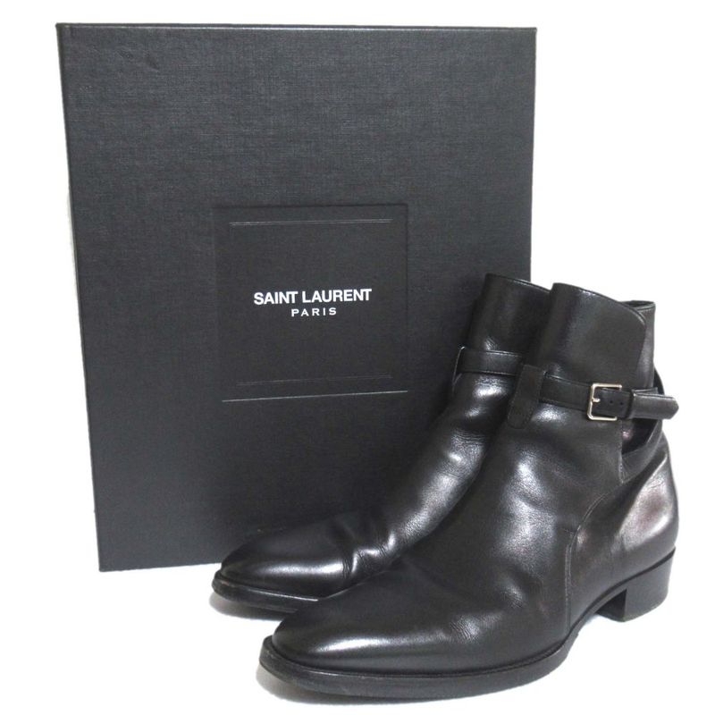Saint Laurent Paris Leather Wyatt Boots Ankle Boots Size 39 Equivalent to 24cm