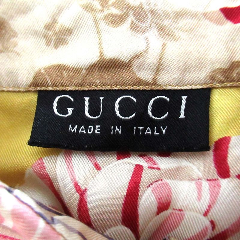 Gucci Tom Ford Period Flower Print Silk Blouse Shirt Size 40 Yellow Women Used