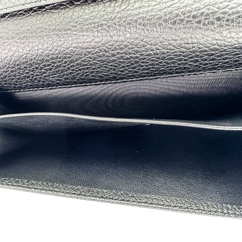 Gucci W Hook Leather Long Wallet Long Wallet 231837 Black Ladies Used