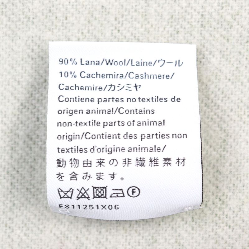 LOEWE Wool Cashmere Anagram Logo Leather Reversible Scarf With Patch Khaki