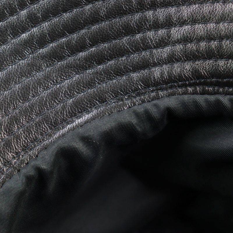 Hermes Leather Hat With Ribbon And Logo Lining Black 57 Hat Made In France