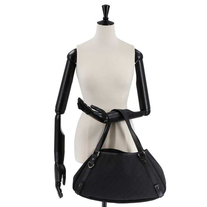 Gucci GG Denim Tote Bag Leather Black 293578 Silver Hardware Tote Bag 90299678