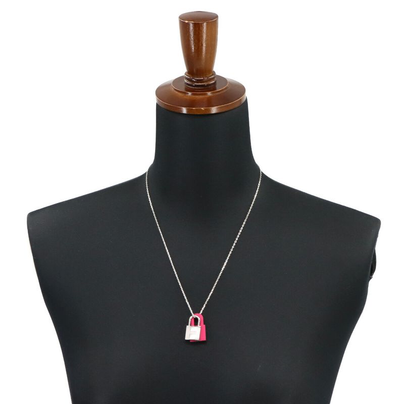 Exhibit Hermes Eau Kelly PM Necklace Swift Silver Rose Mexico Cadenas Motif