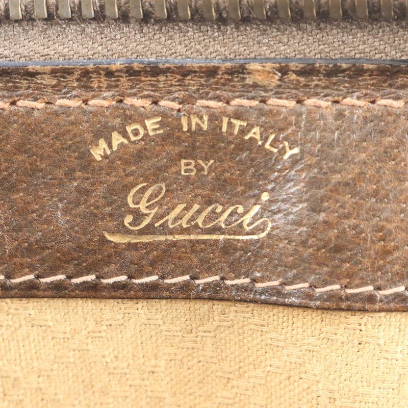Vintage Old Gucci GG Canvas Sherry Line Leather Boston Bag Business Travel Tote
