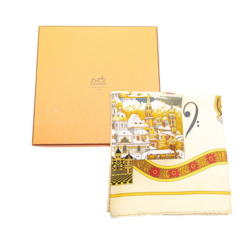 Hermes Carré 90 In Salzburg At Salzburg Yellow Multicolor Silk Ladies Hermes