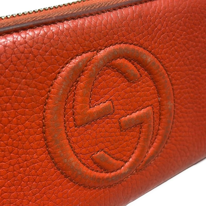 Gucci Long Wallet Soho 308004 Orange Round Zipper Leather