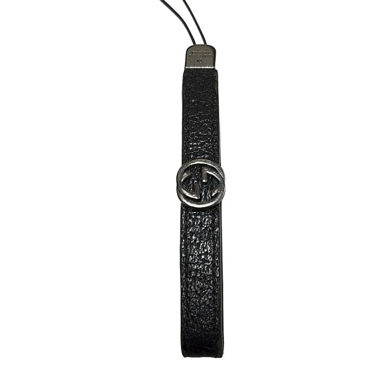 Gucci Cell Phone Strap - Black And Silver Interlocking G Leather