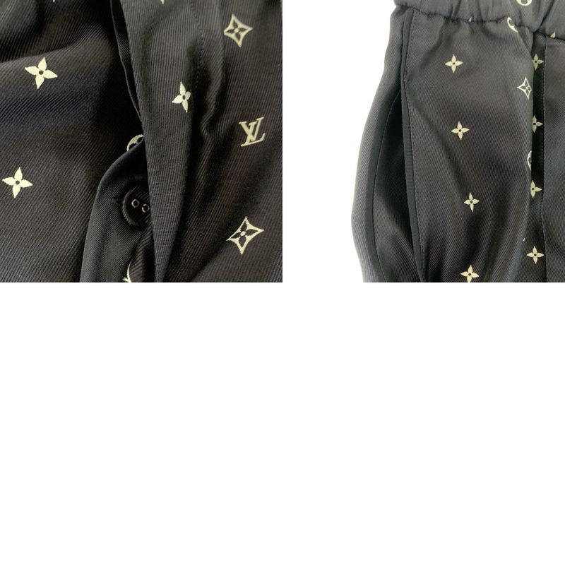 Louis Vuitton Monogram Size 46 Navy Blue Silk Pants Pajamas Men 505666