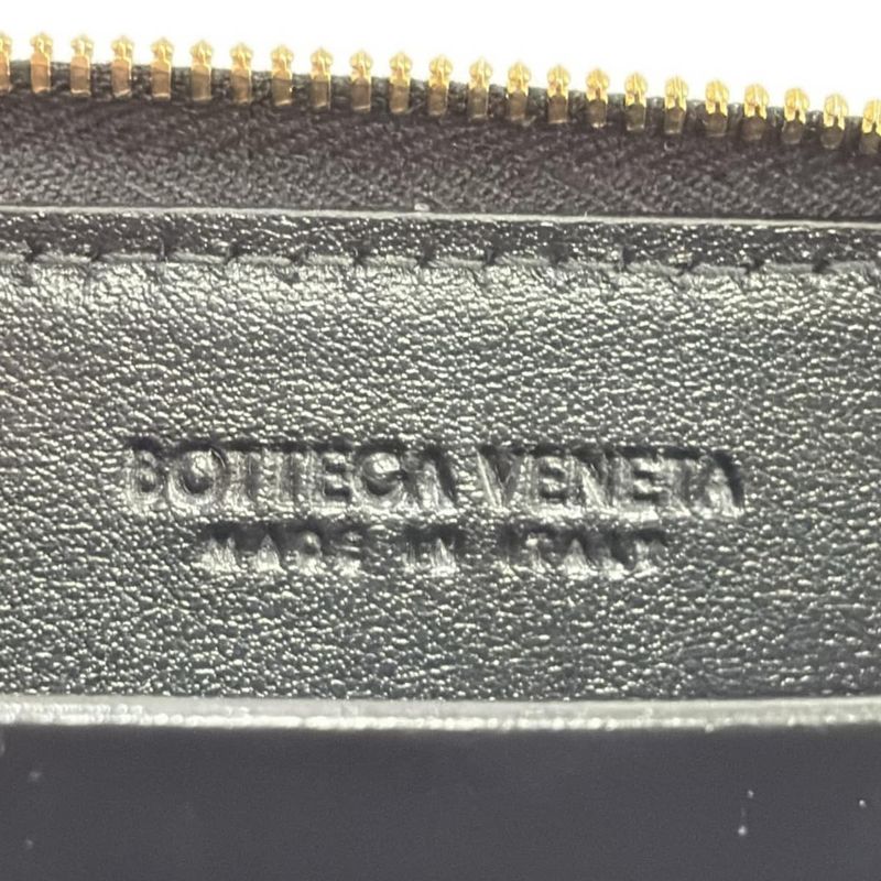Bottega Veneta Coin Case Intrecciato Black Round Zipper Leather