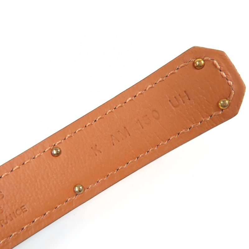 Hermes Kelly 18 Vaux Epson Pink Gold Hardware Kelly Buckle Belt Black Engraved