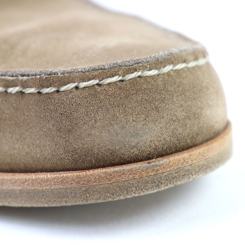 Hermes Suede Leather Luli Buckle Moccasin Sewing Loafers Beige 40 With Box And