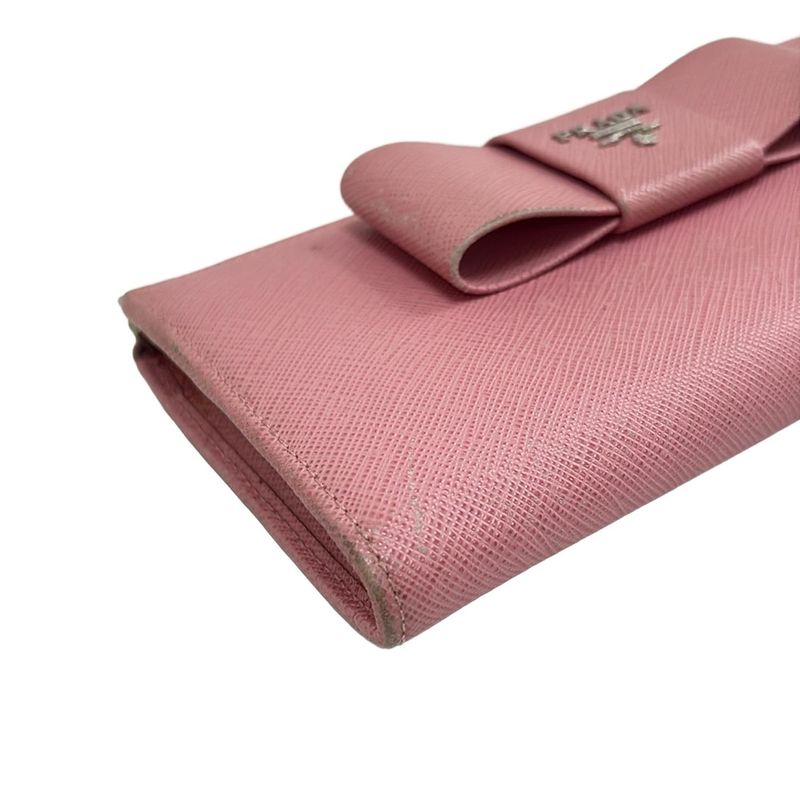 Prada Long Wallet - Pink L Shaped Zipper With Ribbon Leather