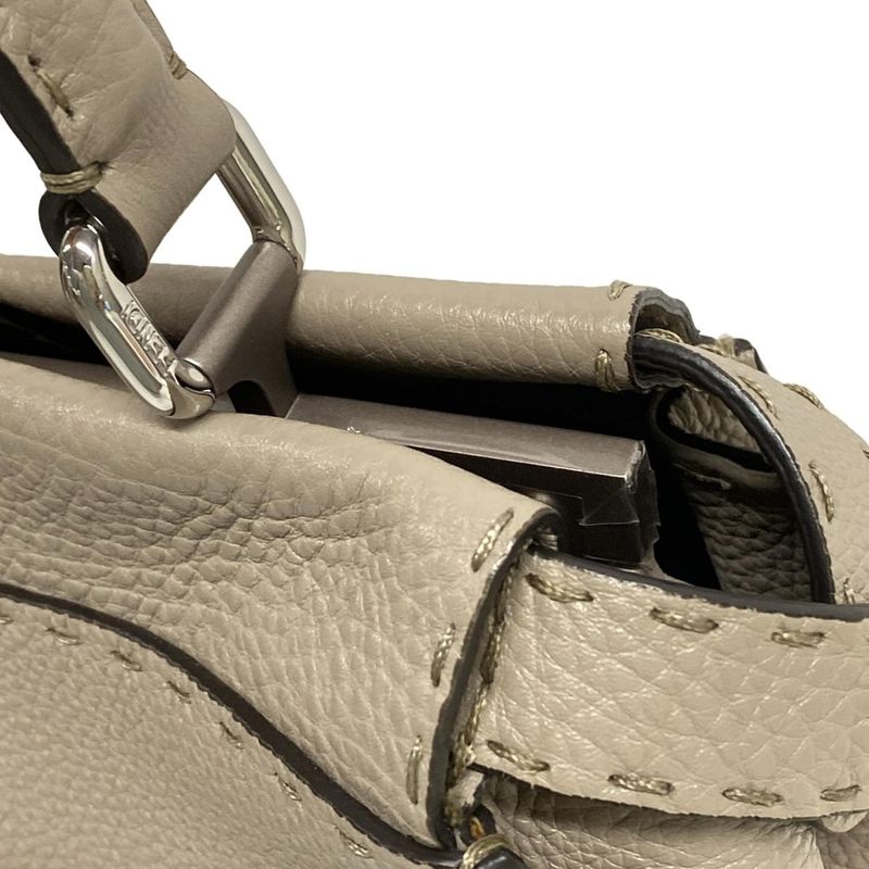 Fendi Handbag Peekaboo Iconic Medium/selleria 8bn290 Grey Beige Leather