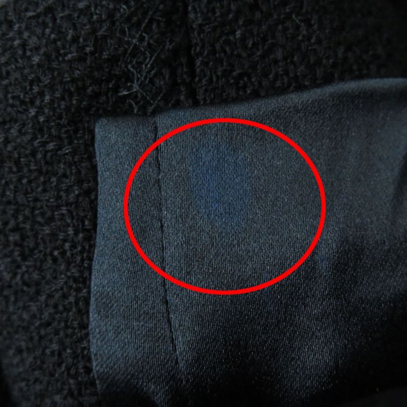 CHANEL 06A P29407 Logo Button With Stones Lined Silk Wool Coat Black 44