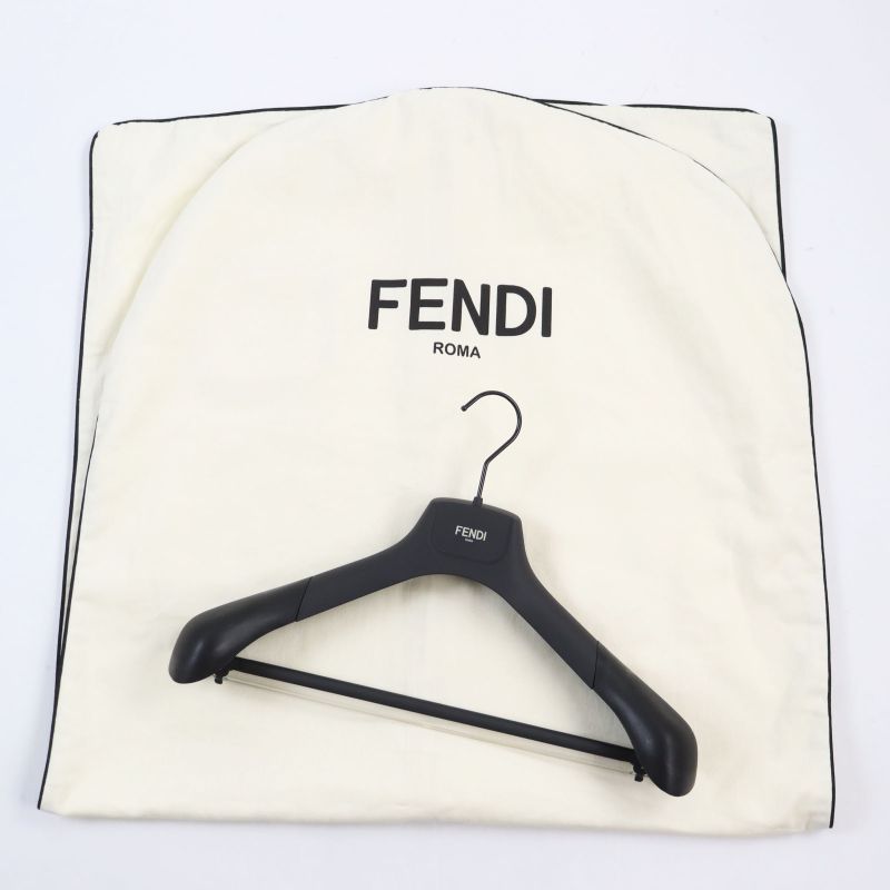Fendi 2022 Fw1163 Leather Trimmed Cotton Filled Wool Alpaca Blouson Beige Brown