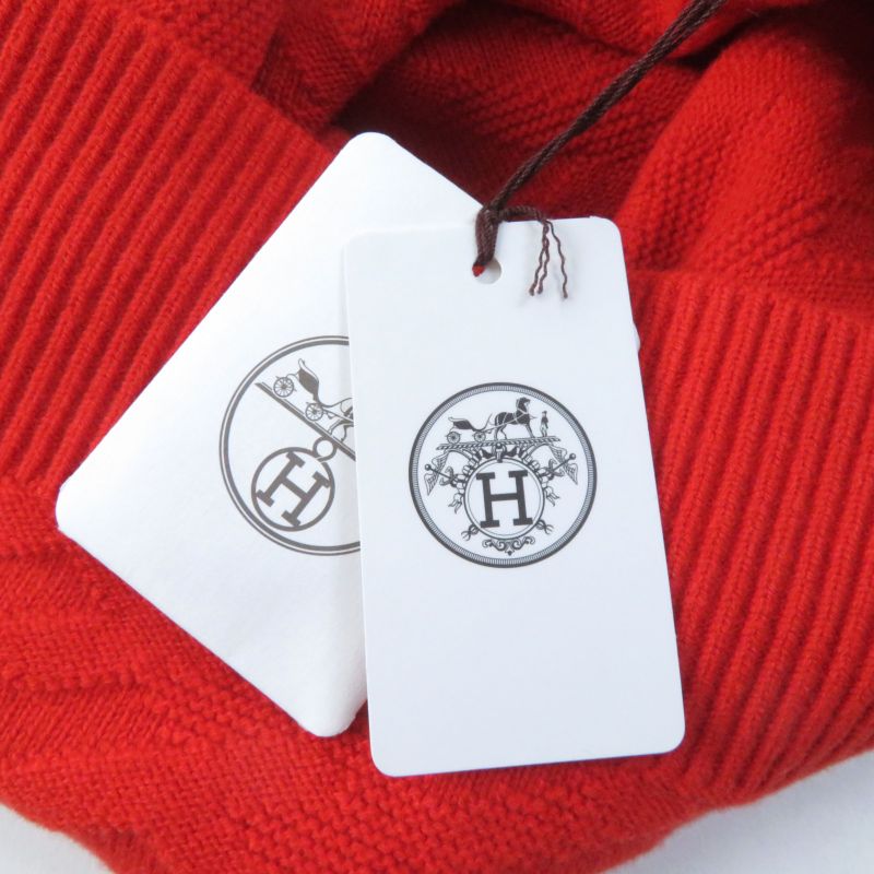 Hermes 22 2e2501de 100% Virgin Wool H Pattern V Neck Knee Length Short Sleeves