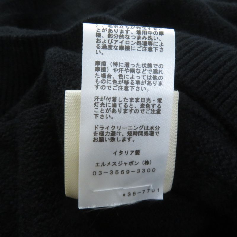Hermes 2023 3e2621db H Pattern Crewneck Long Sleeve Sweater/knit Black 38 Made