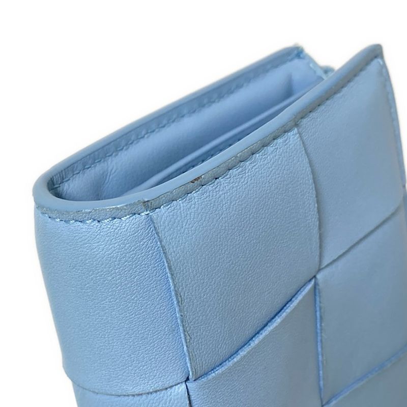 Bottega Veneta Bifold Wallet Medium Cassette Light Blue Leather